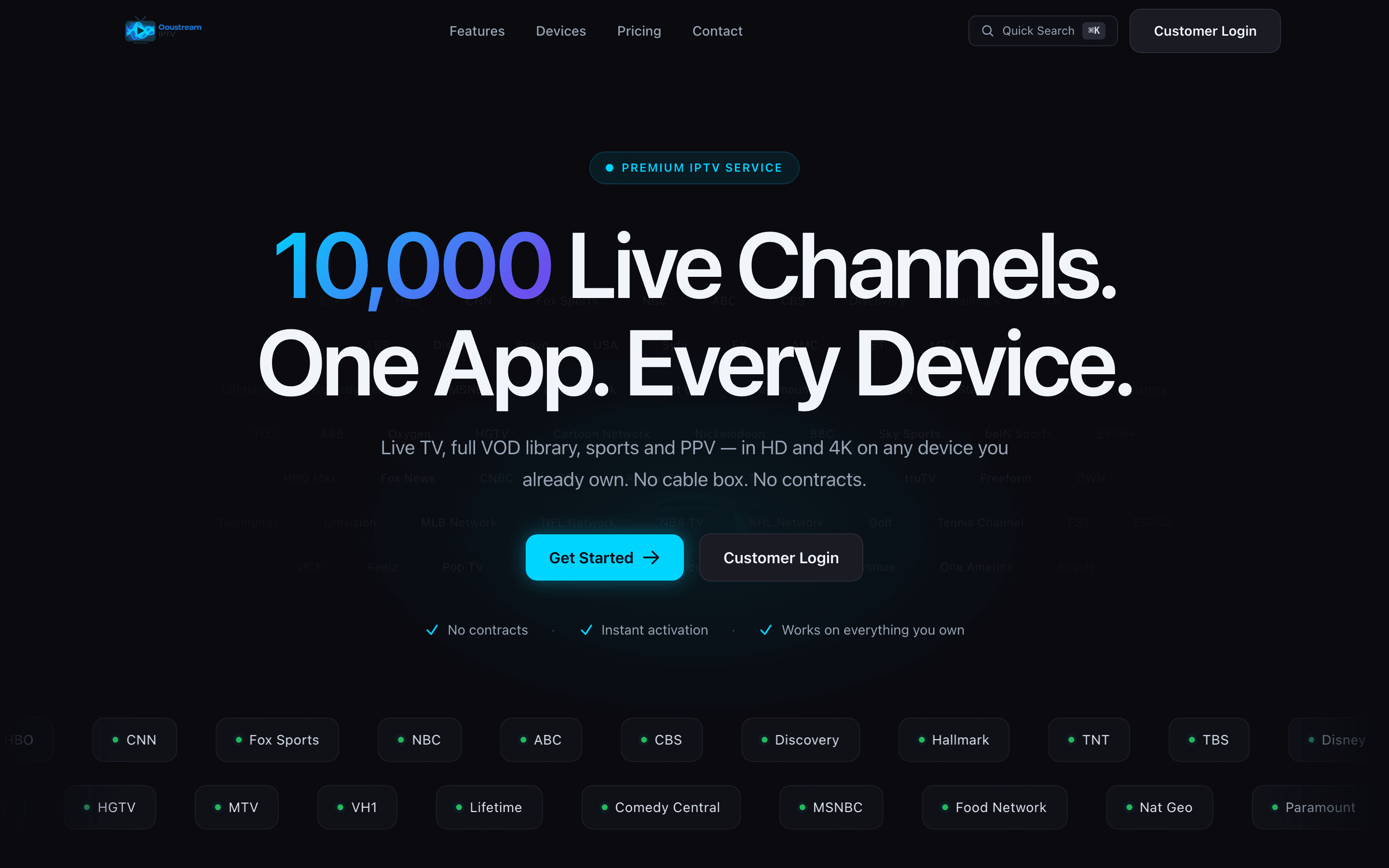 Screenshot of OouStream — live client website